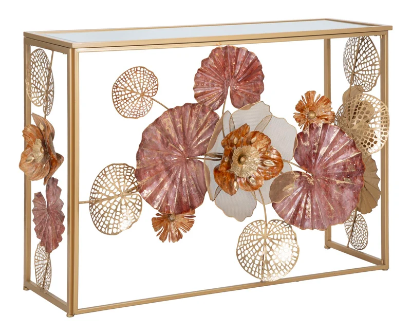Console Glam Redy 114x41,5x80 cm in Ferro e MDF e Specchio Multicolor