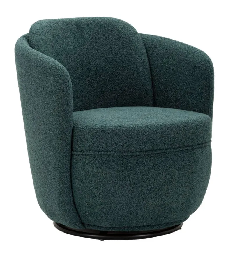 Poltrona Girevole Torino Ottanio 70x72x75 cm in Ferro e Compensato e Spugna e Poliestere Verde acqua e Oro e Nero