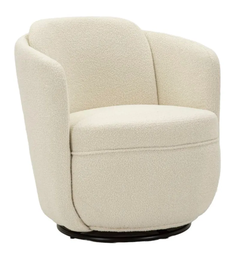 Poltrona Girevole Torino Crema 70x72x75 cm in Ferro e Compensato e Spugna e Poliestere Crema