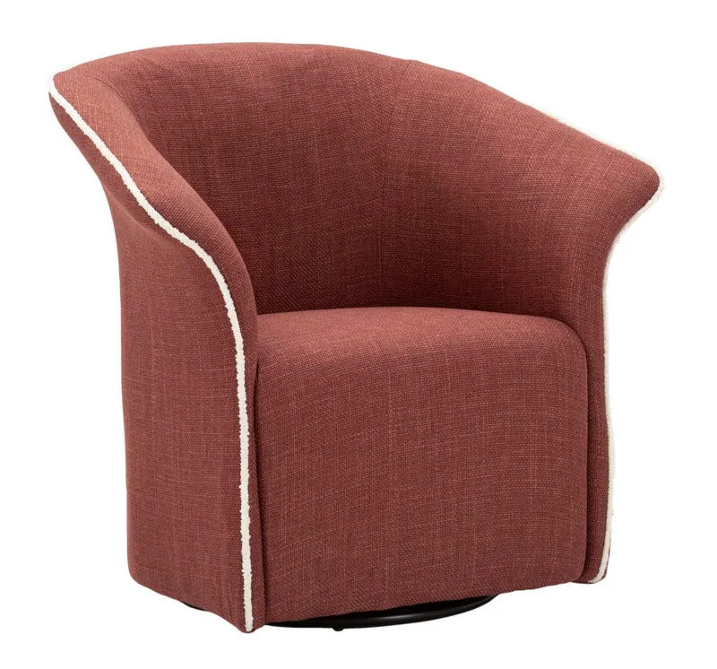 Poltrona Girevole Siena Bordeaux 83,5x66x80 cm in Ferro e Compensato e Spugna e Poliestere Bordeaux
