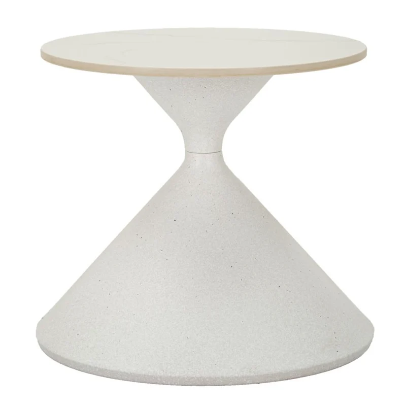 Tavolinetto White Ø45x39 cm in Ferro e Ceramica Bianco