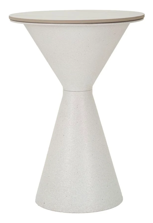 Tavolinetto White Double Ø44x63 cm in Ferro e Ceramica Bianco