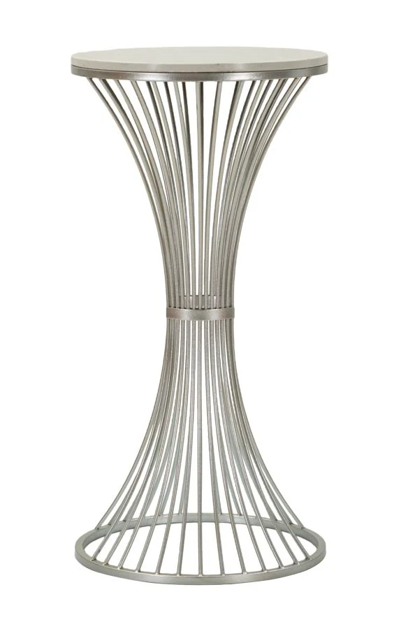 Tavolinetto Funnel Ø40x79 cm in Ferro e Marmo Argento
