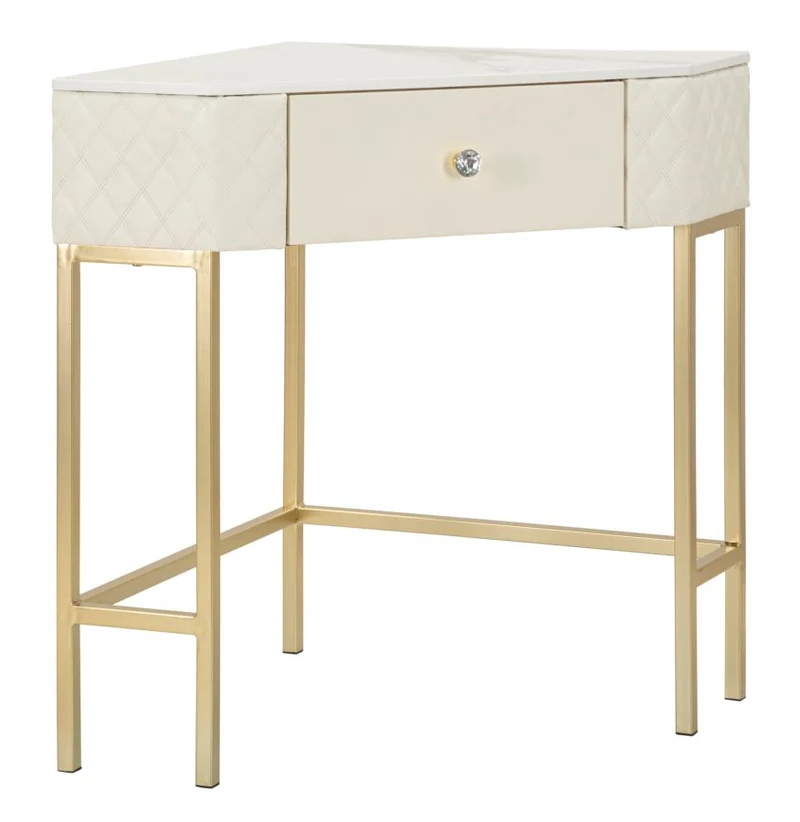 Console Angolare Sharon 84,5x60x77 cm in Pino e MDF e Metallo e Plastica