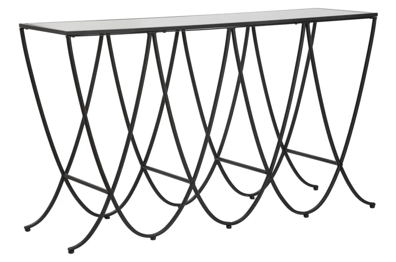 Console Dark 140x40x80 cm in Ferro e Specchio Nero