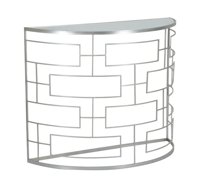 Console Ice 100x40x80 cm in Ferro MDF e Specchio Argento