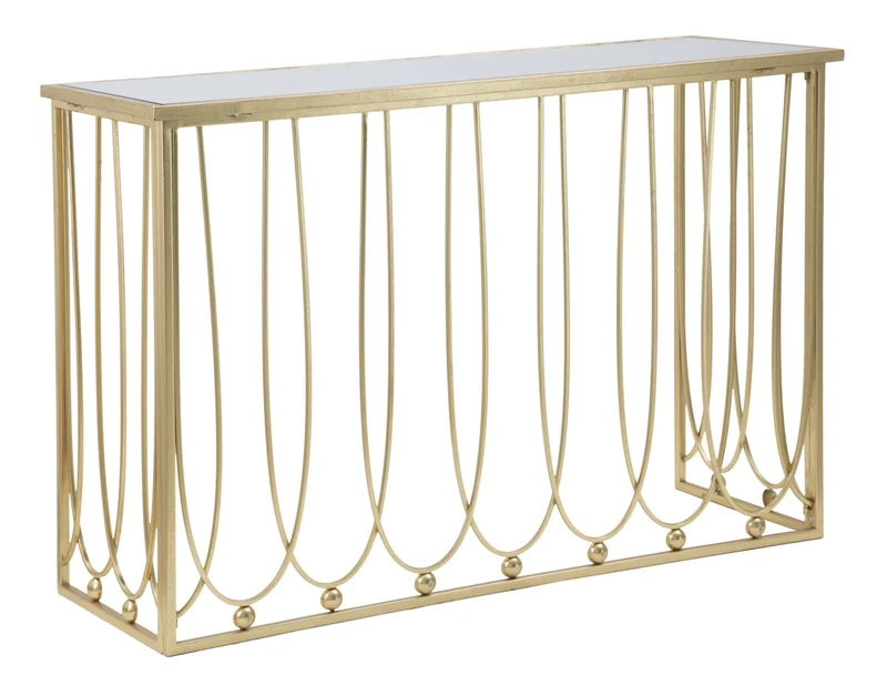 Console Amelie 120x43x80 cm in Ferro e Vetro Oro