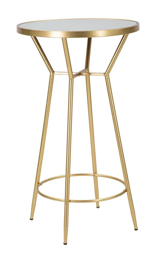 Tavolo Bar Circle Ø60x105 cm in Ferro MDF e Specchio Oro