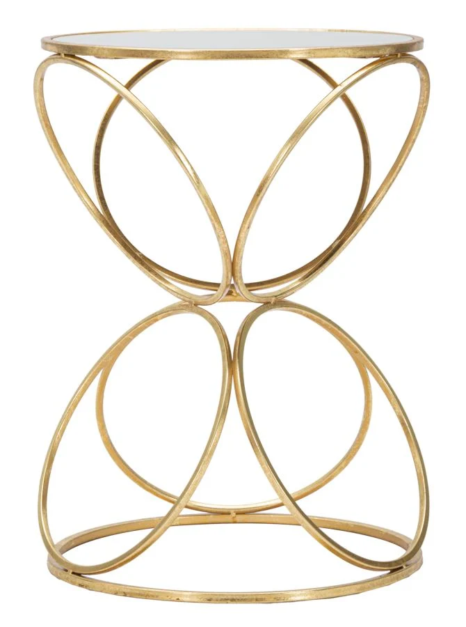 Tavolinetto Circly Ø38x53 cm in Ferro e Specchio Oro e Argento
