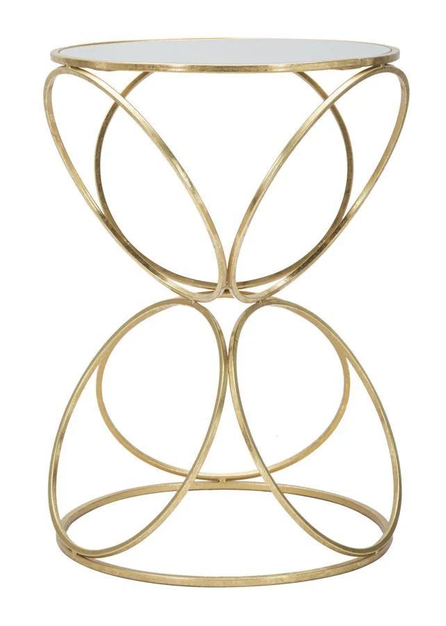 Tavolinetto Circly Ø42x61 cm in Ferro e Specchio Oro e Argento