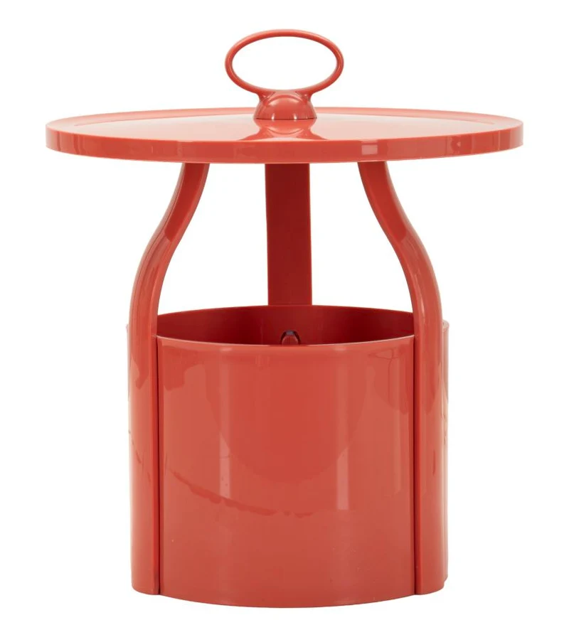 Tavolinetto Portagiornali Iris Rosso Ø44x43 cm in Polipropilene Rosso