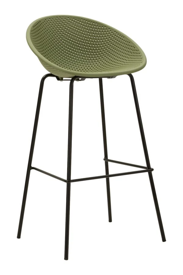 Sgabello Bar Ibiza Verde Set 2 Pz 50x50x98 cm in Polipropilene e Metallo Verde e Nero