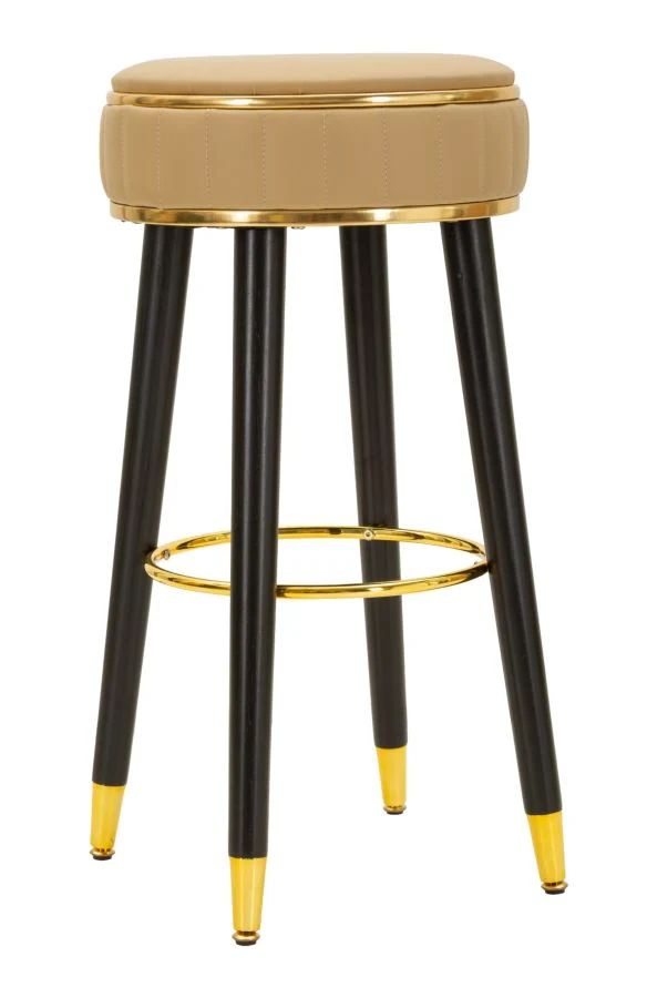 Sgabello Bar London Marrone Ø38x74 cm in Pino e MDF e Spugna e Metallo e PU