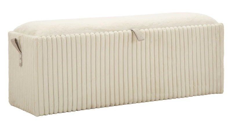 Panca con Contenitore Goteborg 113x41x44 cm in MDF e Spugna e Poliestere Bianco