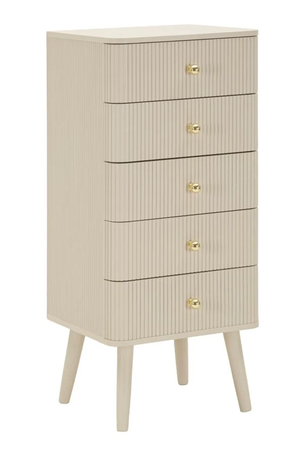 Cassettiera Shy 37,5x34x89 cm in Pino e MDF e Ferro