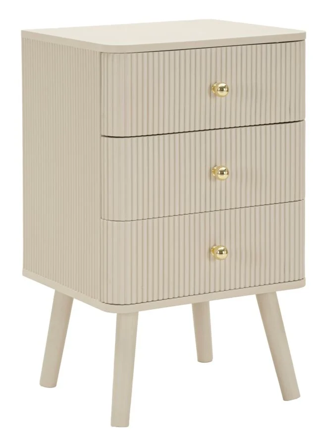 Comodino 3 Cassetti Shy 37,5x34x61 cm in Pino e MDF e Ferro