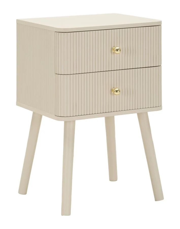 Comodino 2 Cassetti Shy 34x37,5x59 cm in Pino e MDF e Ferro