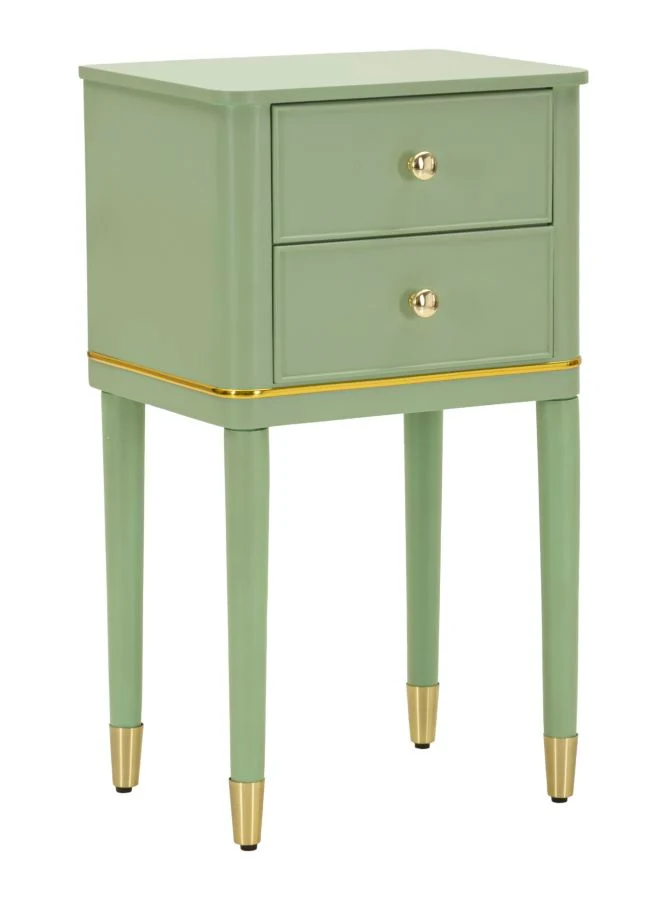 Comodino Camille Verde 40x30x71 cm in Pino e MDF e Ferro