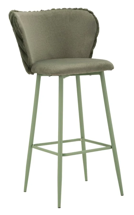 Sgabello Bar Alaska B Verde Set 2 Pz 55x58x106 cm in Compensato e Spugna e Ferro e Poliestere Verde