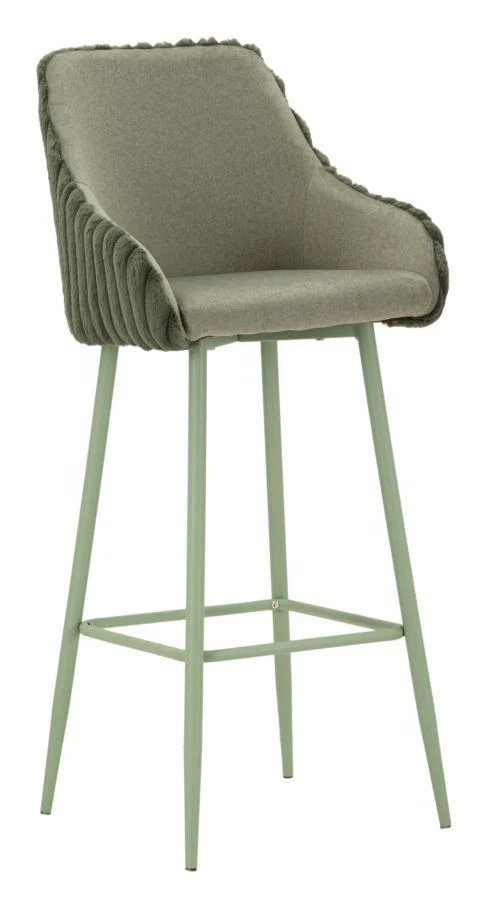 Sgabello Bar Alaska A Verde Set 2 Pz 52x46x111 cm in Compensato e Spugna e Ferro e Poliestere Verde