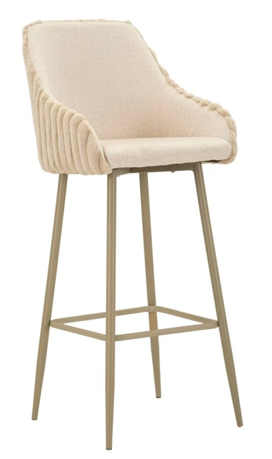 Sgabello Bar Alaska A Crema Set 2 Pz 52x46x111 cm in Compensato e Spugna e Ferro e Poliestere Crema