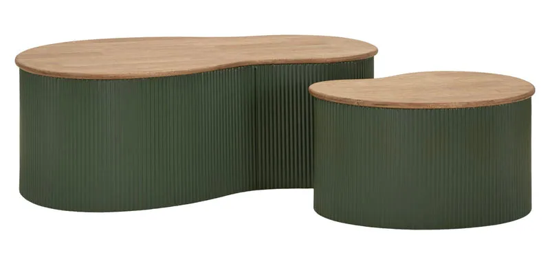 Tavolini da Caffè Frankfurt Coppia Verdi 87x53x32 cm in Gomma e Metallo