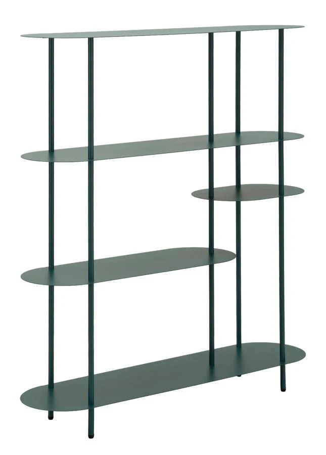 Libreria Saturno Ottanio 118x31x139 cm in Metallo Verde acqua