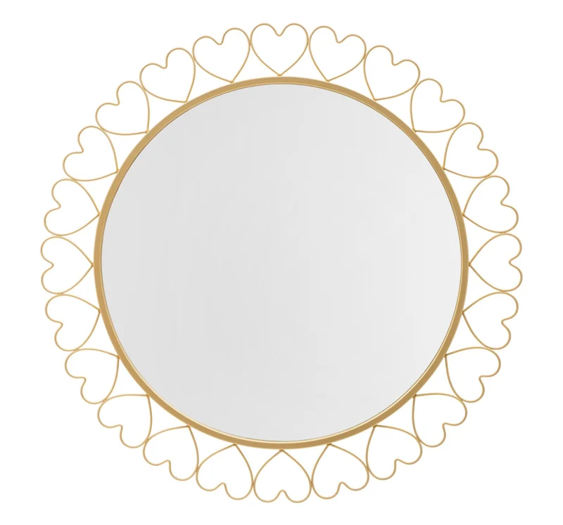 Specchio Hearts 80x2,5x80 cm in Ferro e MDF e Specchio Oro