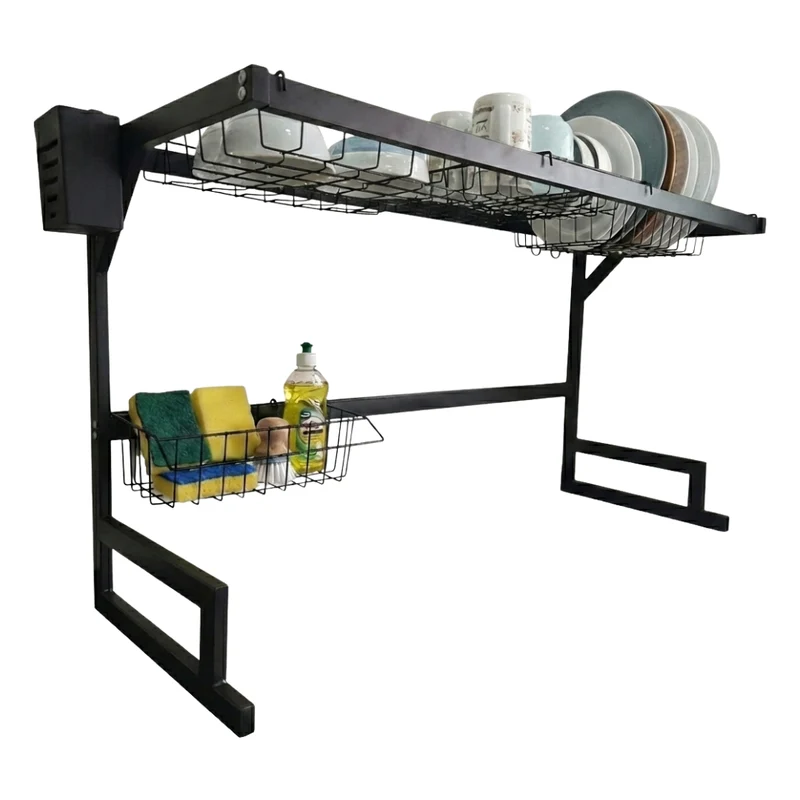 Scolapiatti da Appoggio Nero - 1 Ripiano (85cm)