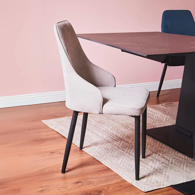 Set of 4 Dining or Living Room Chairs, Fabric Seat and Backrest Armchair