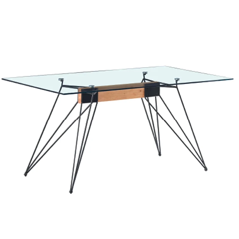 Dining Table, Rectangular Tempered Glass Top 160x85x76 cm