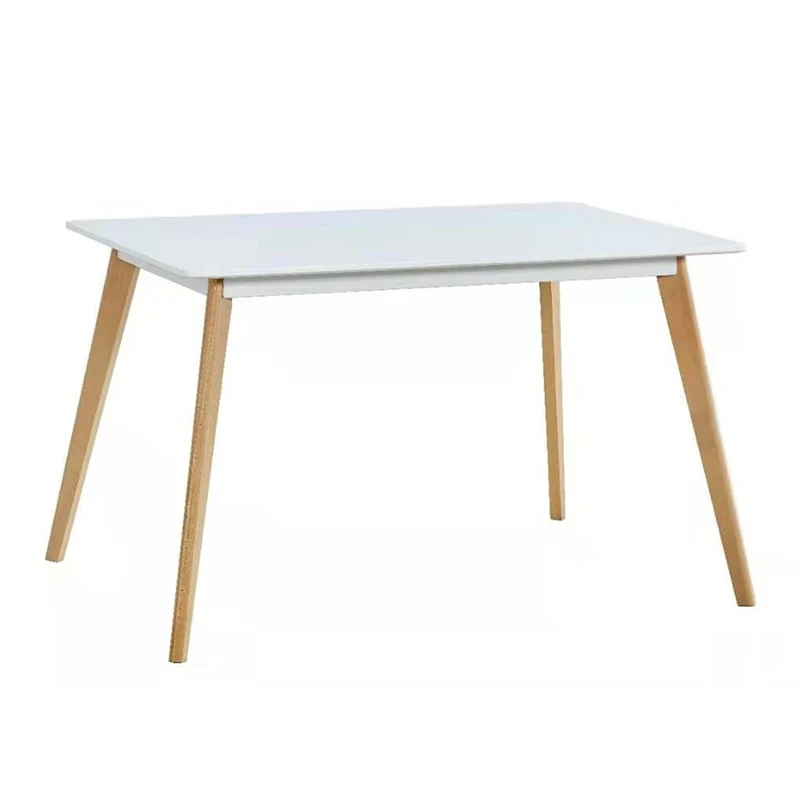 Dining Table, Glossy Painted MDF Top, Beech Wood Legs, Rectangular 120x75x80 cm