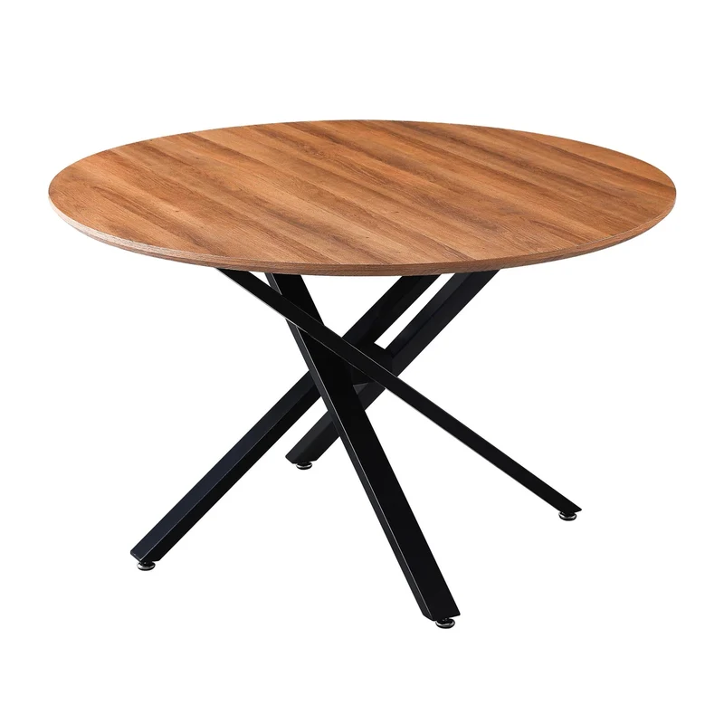 Round Dining Table, MDF Top, Painted Metal Legs, 120x75 cm