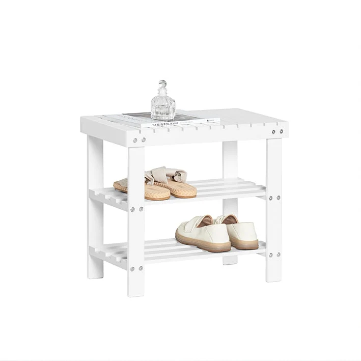 SoBuy | Schuhregal | Sitzbank schmal | Breit 50cm Weiß | FSR02-K-W