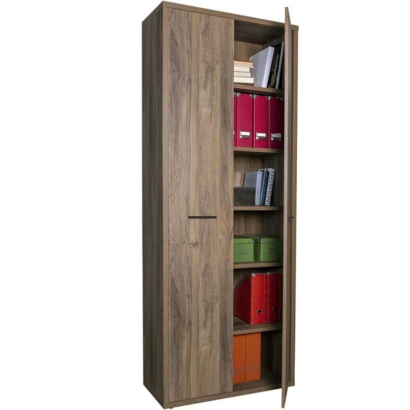 Multipurpose Office Cabinet with 2 Doors and 6 Shelves, Space-Saving Wooden Cabinet, 81x35x217 cm