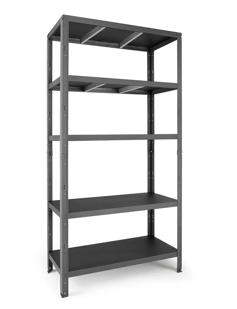 Scaffale a Incastro RAKO 100x40x187 cm 5 Ripiani Portata 80 kg in Metallo Grigio Scuro