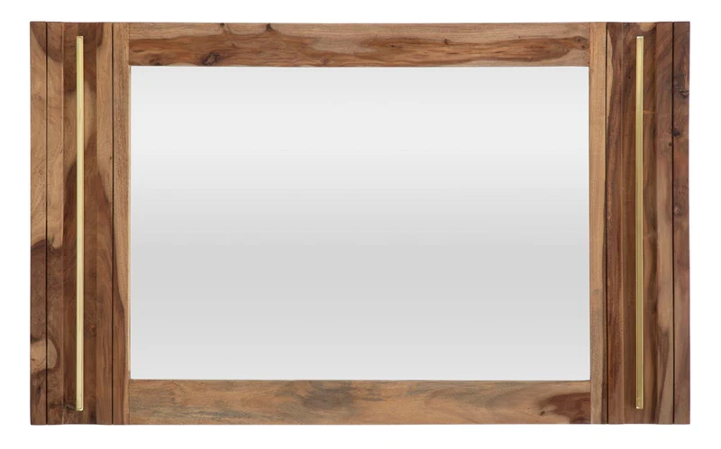 Specchio Elegant Sheesham 120x3x73 cm Legno e Specchio Naturale e Oro