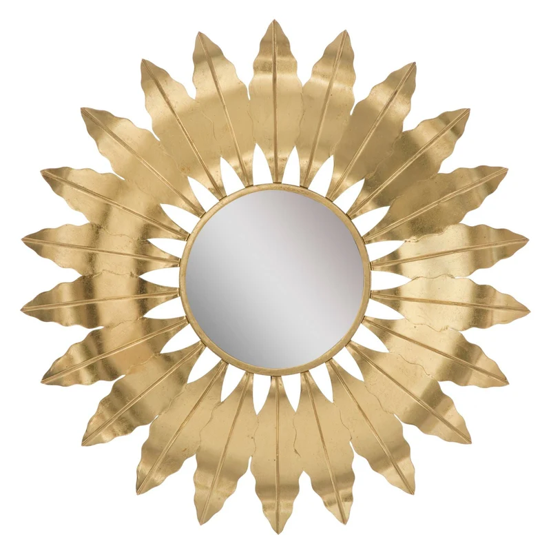Specchio Leaf Glam Ø98x 5 cm in Ferro e MDF Oro