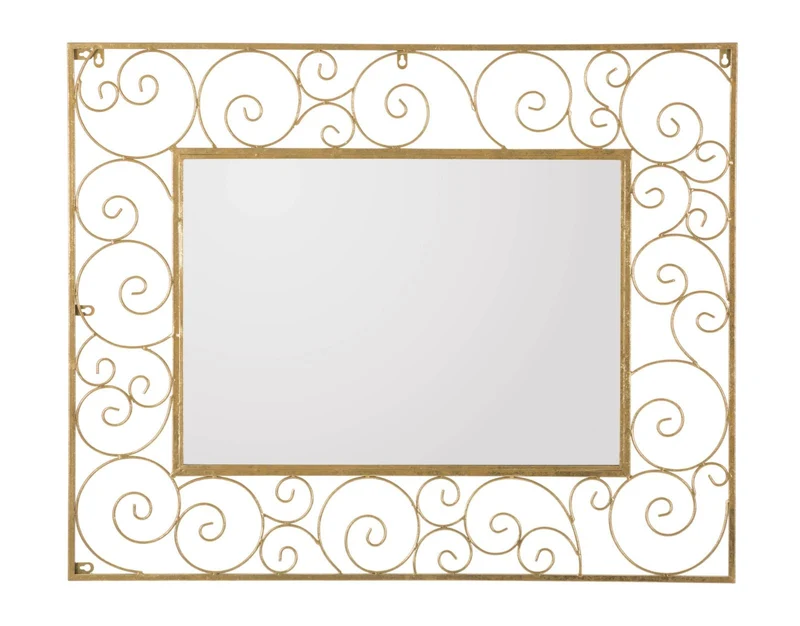 Specchio Spiral 80x2x100 Misura Interna 49x69 cm in Ferro e MDF Oro