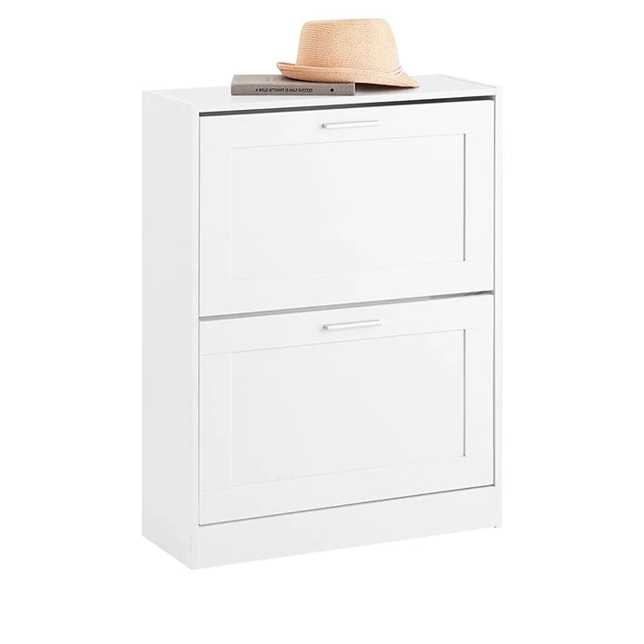 SoBuy | Schuhkipper | Schuhschrank | mit 2 Klappen schmal | Weiß | 60x80x25cm | FSR137-W