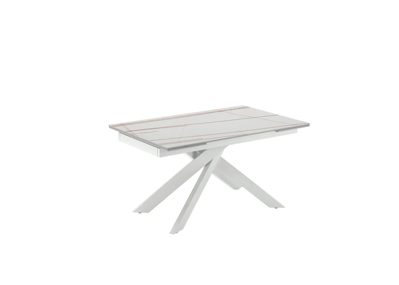 Tavolo Allungabile Ares 80x140/200x76 cm Top in Gres Marmo Sahara Bianco