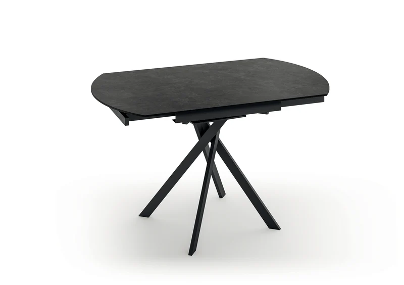 Tavolo Allungabile Roll 120x80/120x76 cm Top in Ceramica Gambe in Metallo Grigio Scuro