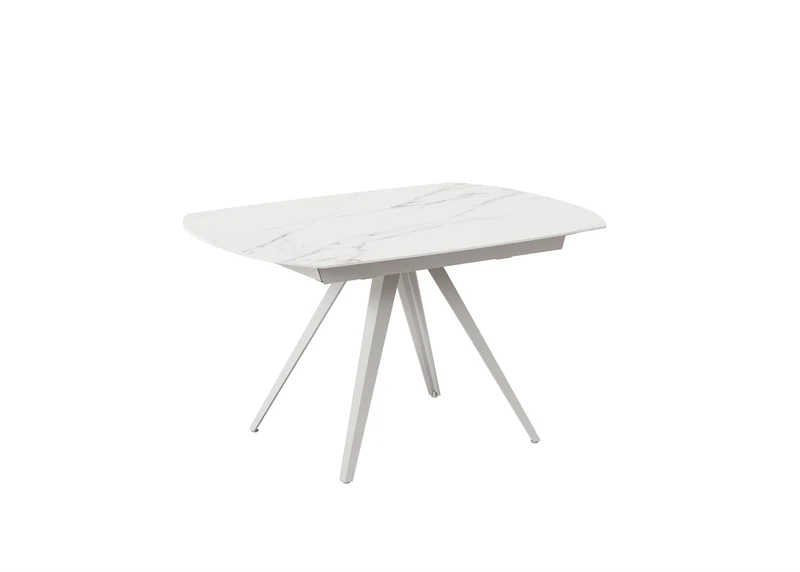 Tavolo Allungabile Kyoto 140 90x140/200x75 cm Top in Ceramica Gambe in Metallo Marmo Calacatta Bianco