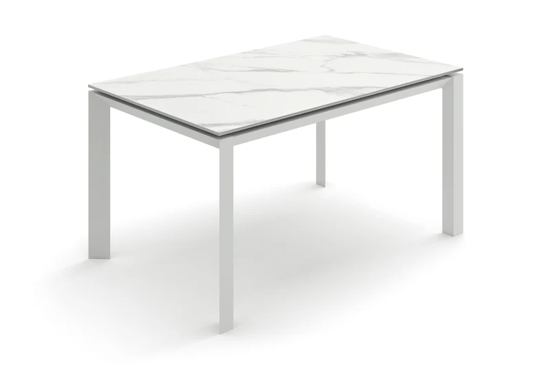 Tavolo Allungabile Account 24 90x140/220x75 cm Top in Ceramica Struttura in MDF Effetto Marmo Calacatta Bianco