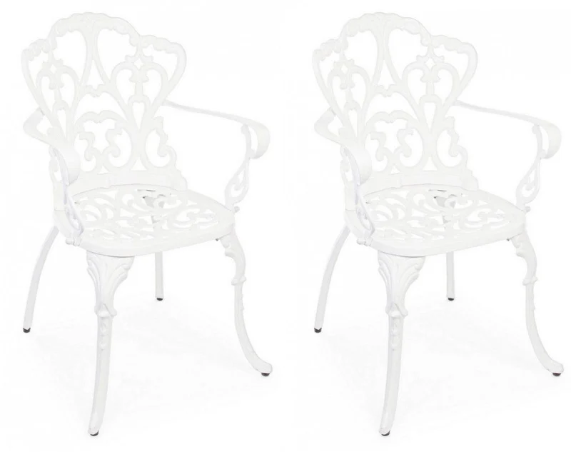 Set 2 Sedie da Giardino 57,5x58x87,5h cm con Braccioli Victoria Bianco Seconda Scelta