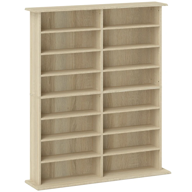 Mobile Libreria Porta CD 106,5x24x126,3 cm a 16 Ripiani dal Design Moderno in Legno Naturale