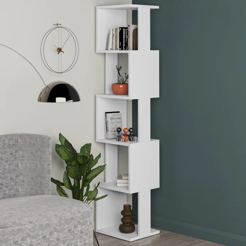 Libreria 161x35x30 cm Design Moderno Scaffale Modulare 5 Ripiani in MDF Bianco