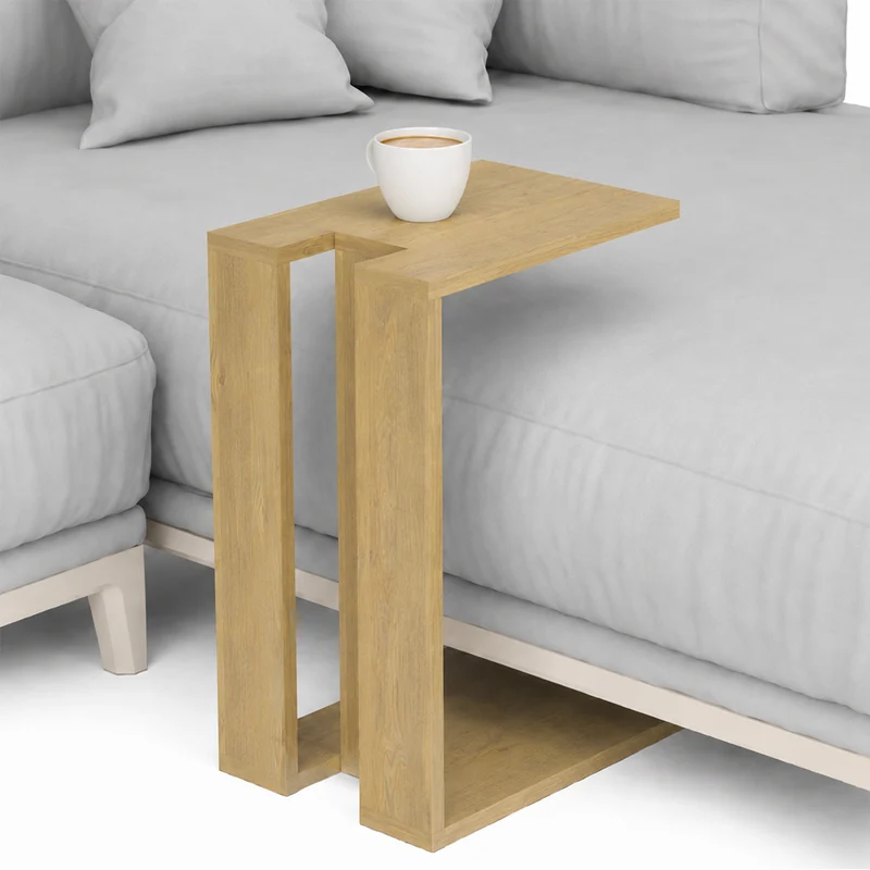 Tavolino da Caffè 57x40x30 cm Porta PC Laterale Divano in Legno MDF Quercia