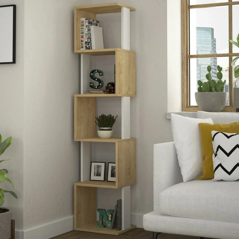 Libreria 161x35x30 cm Design Moderno Scaffale Modulare 5 Ripiani in MDF Quercia