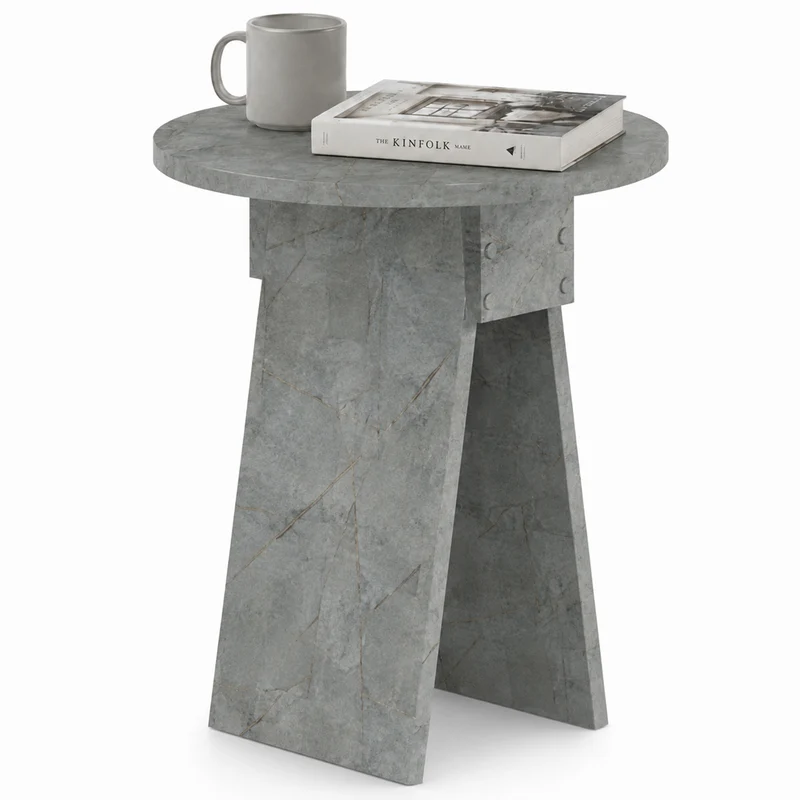 Tavolino Rotondo da Soggiorno 42x23,5x50 cm Tavolo Design Minimal Cemento
